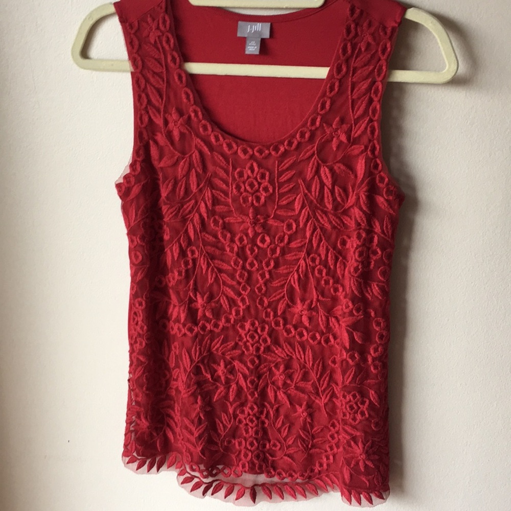J. Jill Red Lace Top